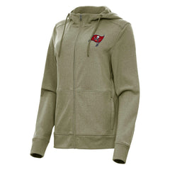 Tampa Bay Buccaneers Antigua Women's Seeker Full-Zip Hoodie Jacket Heather Olive | NFL
