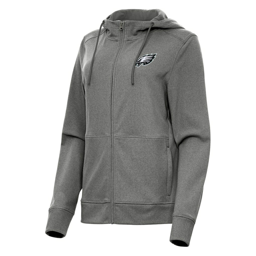 Philadelphia Eagles Antigua Women's Seeker Full-Zip Hoodie Jacket Heather Charcoal | NFL