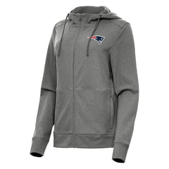 New England Patriots Antigua Women's Seeker Full-Zip Hoodie Jacket Heather Charcoal | NFL