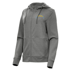 Los Angeles Chargers Antigua Women's Seeker Full-Zip Hoodie Jacket Heather Charcoal | NFL
