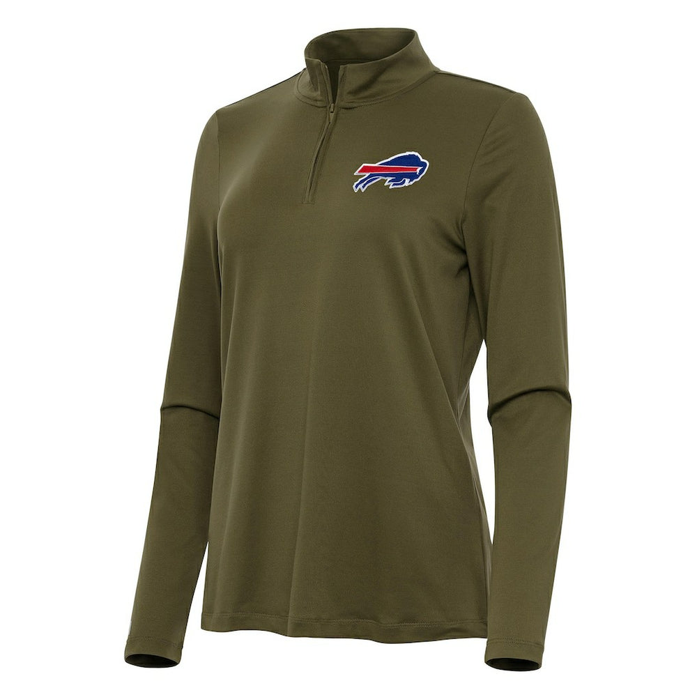 Buffalo Bills Antigua Women's Reprocess Quarter-Zip Top Olive | NFL