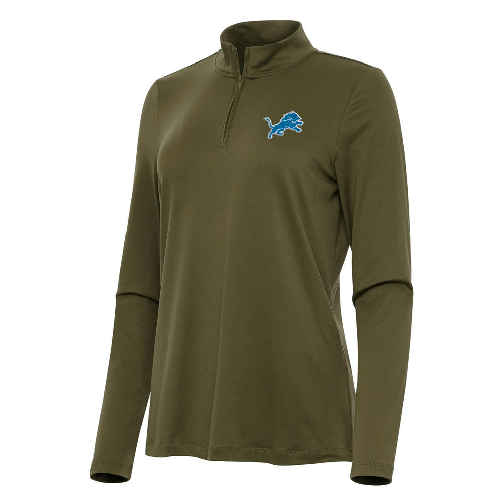 Detroit Lions Antigua Women's Reprocess Quarter-Zip Top Olive | NFL