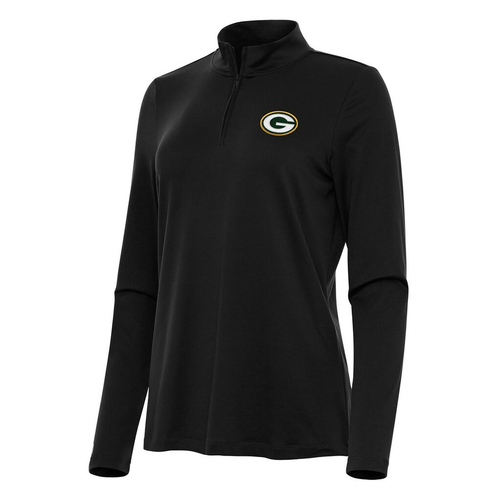 Green Bay Packers Antigua Women's Reprocess Quarter-Zip Top Black | NFL