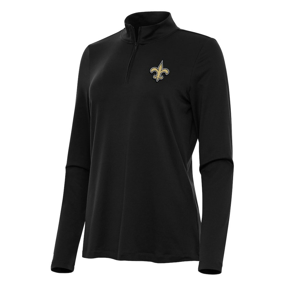 New Orleans Saints Antigua Women's Reprocess Quarter-Zip Top Black | NFL
