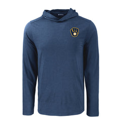Milwaukee Brewers Cutter & Buck Coastline Epic Comfort Recycled Eco Hoodie Long Sleeve T-Shirt - MLB