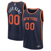 New York Knicks Fast Break Custom Jersey Statement Edition Navy - NBA