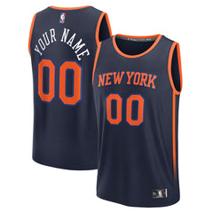 New York Knicks Fast Break Custom Jersey Statement Edition Navy - NBA