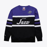 Utah Jazz Hardwood Classics Vintage Logo Head Coach Pullover Sweatshirt Black/Purple - NBA