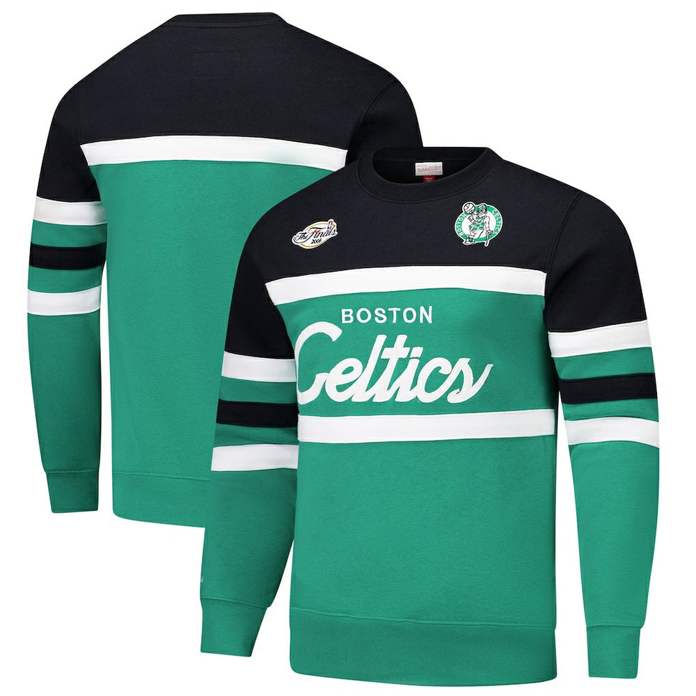 Boston Celtics Hardwood Classics Vintage Logo Head Coach Pullover Sweatshirt Kelly Green/Black - NBA