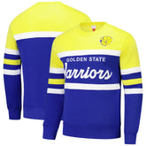 Golden State Warriors Hardwood Classics Vintage Logo Head Coach Pullover Sweatshirt Royal/Gold - NBA