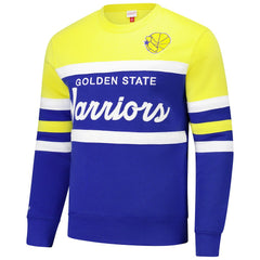 Golden State Warriors Hardwood Classics Vintage Logo Head Coach Pullover Sweatshirt Royal/Gold - NBA