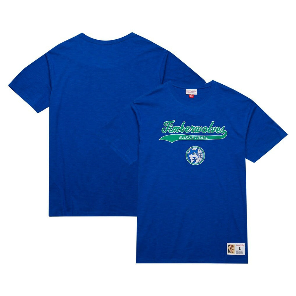 Minnesota Timberwolves Hardwood Classics Felt Applique Slub T-Shirt Blue - NBA