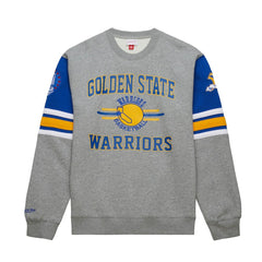 Golden State Warriors Hardwood Classics All Over 4.0 Pullover Sweatshirt Heather Gray - NBA