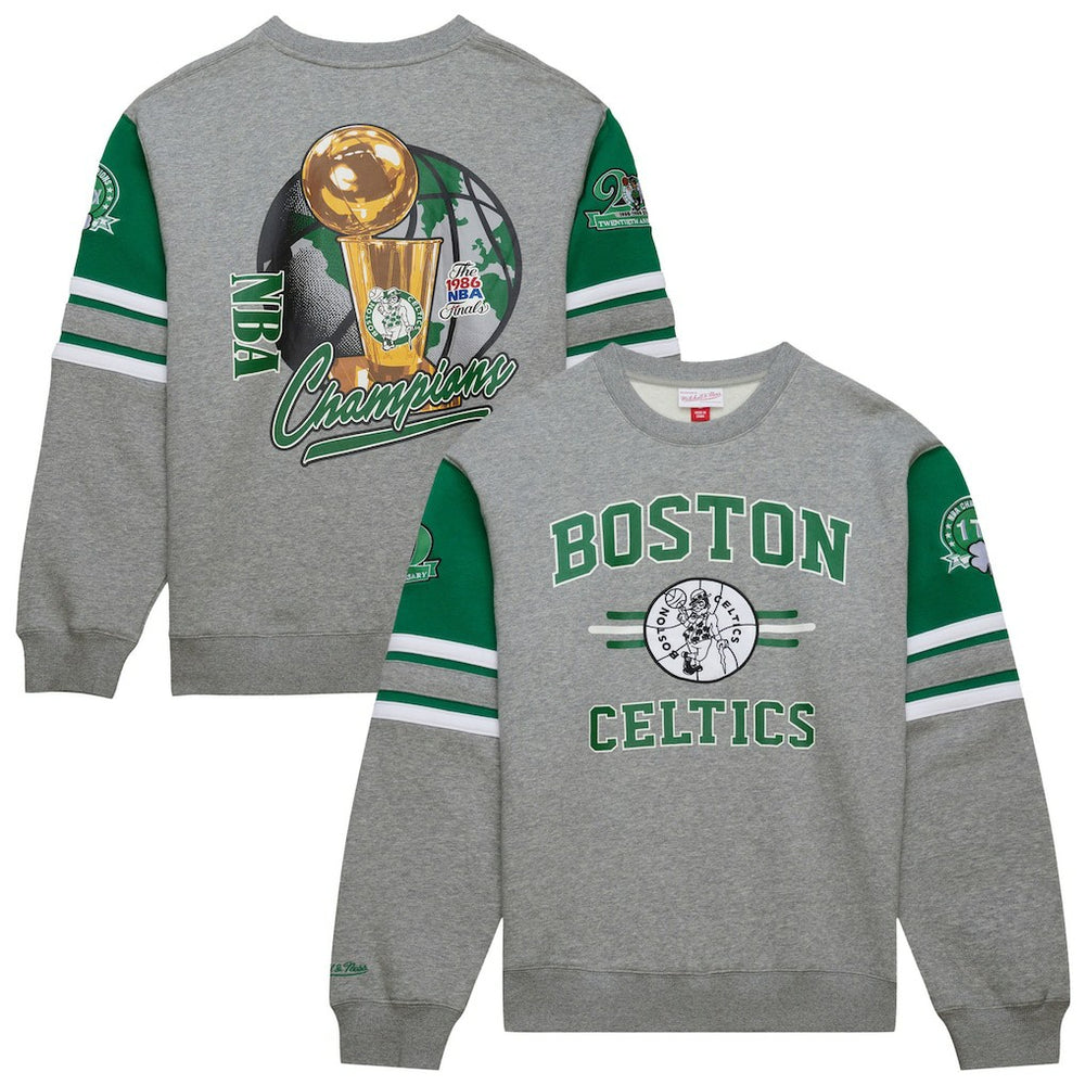 Boston Celtics Hardwood Classics All Over 4.0 Pullover Sweatshirt Heather Gray - NBA