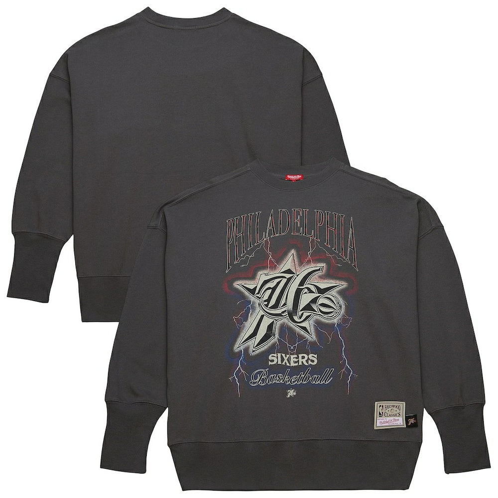 Philadelphia 76ers Women's Hardwood Classics Lightweight Pullover Sweatshirt Charcoal - NBA
