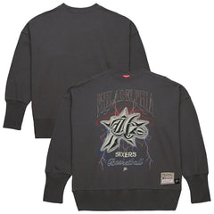 Philadelphia 76ers Women's Hardwood Classics Lightweight Pullover Sweatshirt Charcoal - NBA