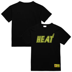 Miami Heat Hardwood Classics Neon Nights Premium T-Shirt Black - NBA