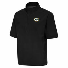 Green Bay Packers Antigua Brisk Short Sleeve Quarter-Zip Windshirt Black | NFL