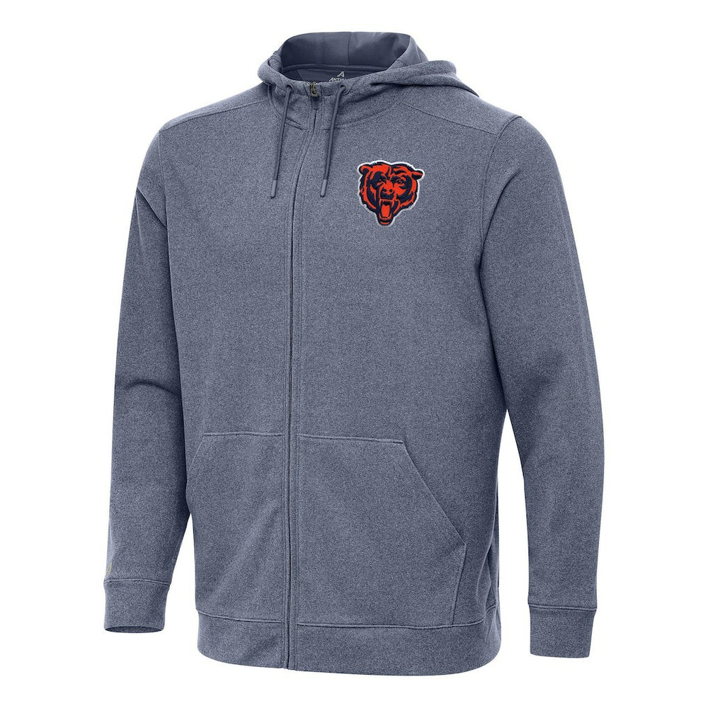 Chicago Bears Antigua Effortless Full-Zip Hoodie Heather Navy | NFL