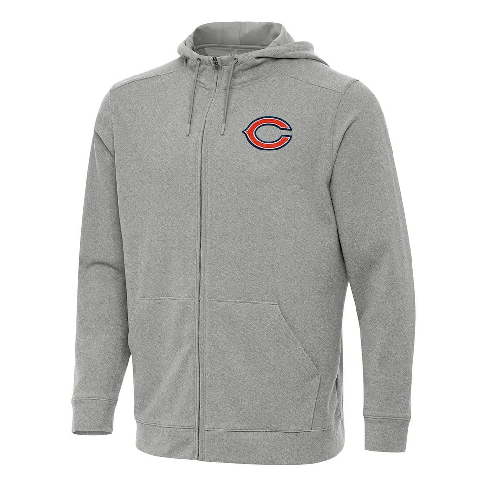 Chicago Bears Antigua Effortless Full-Zip Hoodie Heather Gray | NFL