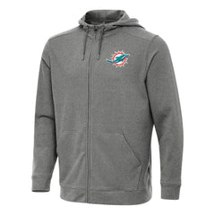 Miami Dolphins Antigua Effortless Full-Zip Hoodie Heather Black | NFL