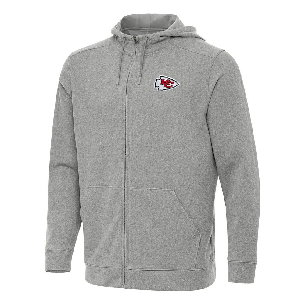Kansas City Chiefs Antigua Effortless Full-Zip Hoodie Heather Gray | NFL