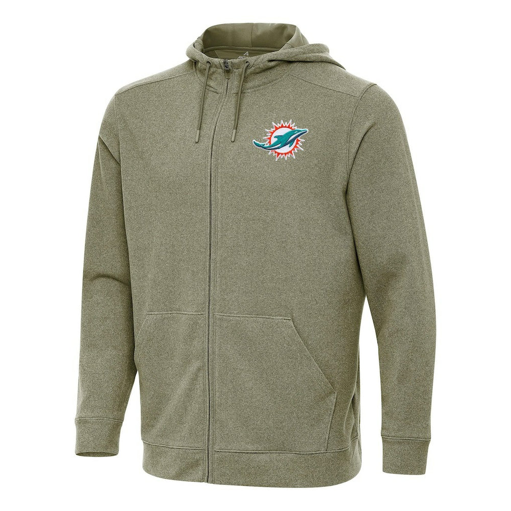 Miami Dolphins Antigua Effortless Full-Zip Hoodie Olive | NFL