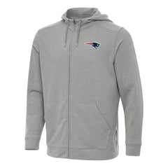 New England Patriots Antigua Effortless Full-Zip Hoodie Heather Gray | NFL