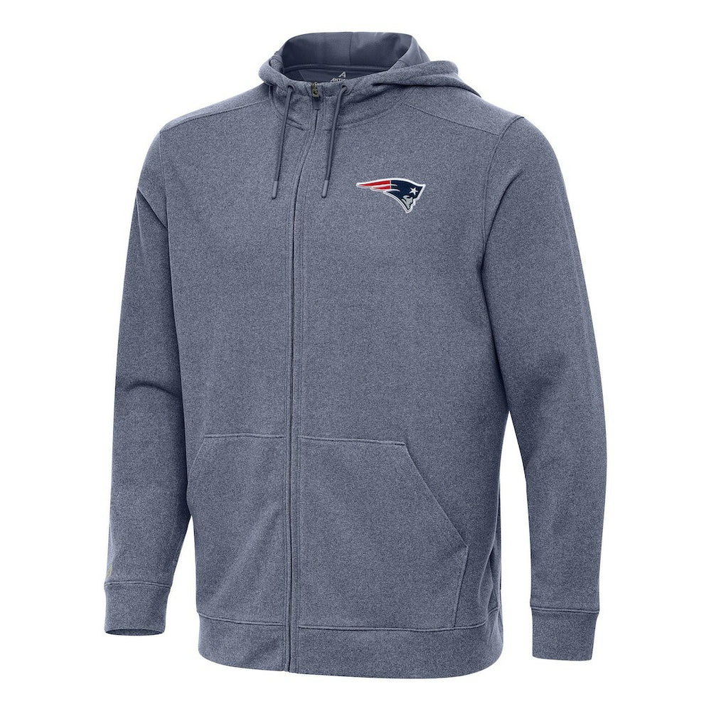 New England Patriots Antigua Effortless Full-Zip Hoodie Heather Navy | NFL