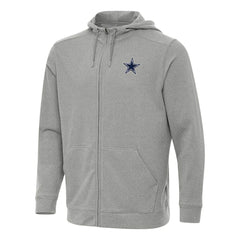 Dallas Cowboys Antigua Effortless Full-Zip Hoodie Heather Gray | NFL