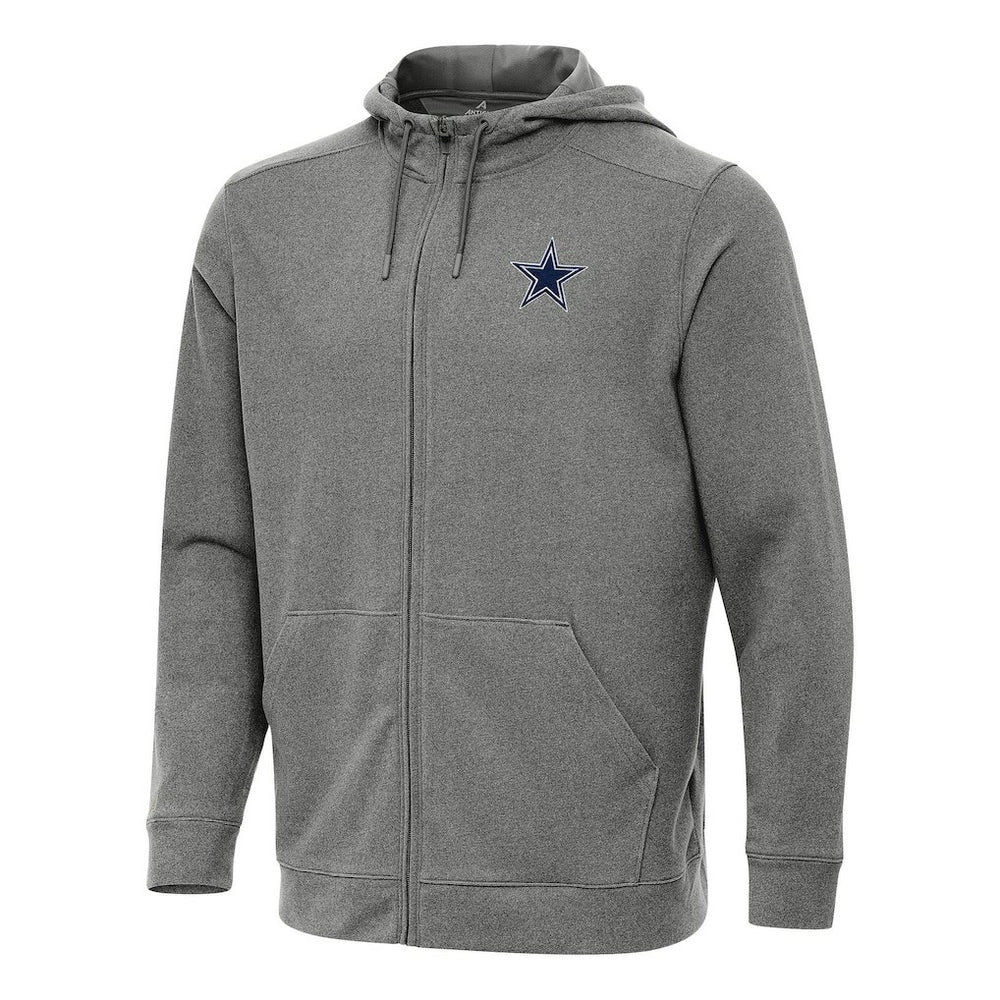 Dallas Cowboys Antigua Effortless Full-Zip Hoodie Heather Black | NFL