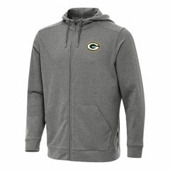 Green Bay Packers Antigua Effortless Full-Zip Hoodie Heather Black | NFL