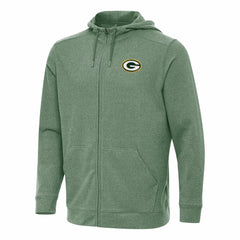 Green Bay Packers Antigua Effortless Full-Zip Hoodie Heather Green | NFL