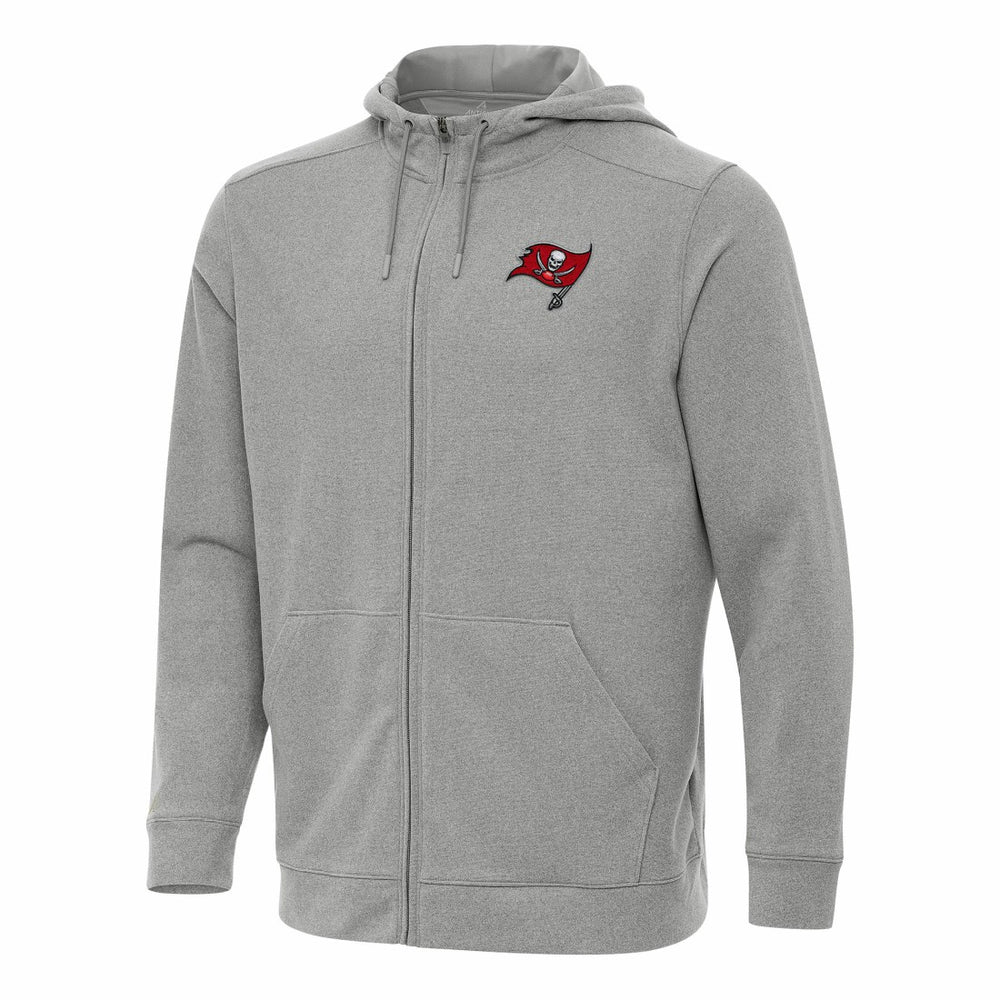 Tampa Bay Buccaneers Antigua Effortless Full-Zip Hoodie Heather Gray | NFL