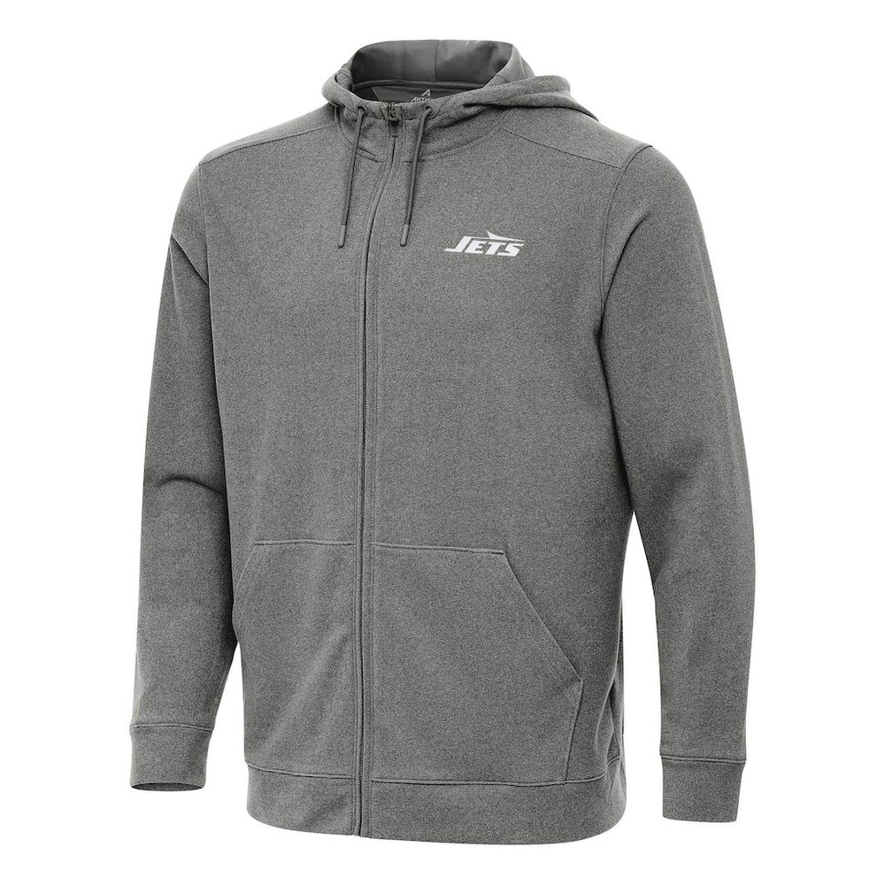 New York Jets Antigua Effortless Full-Zip Hoodie Heather Black | NFL