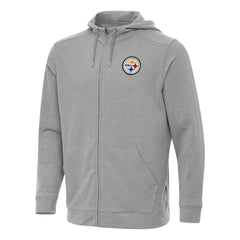 Pittsburgh Steelers Antigua Effortless Full-Zip Hoodie Heather Gray | NFL