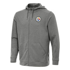 Pittsburgh Steelers Antigua Effortless Full-Zip Hoodie Heather Black | NFL