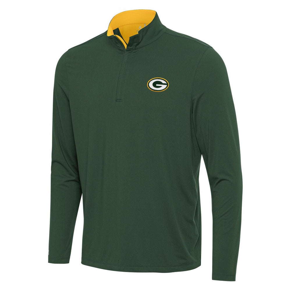 Green Bay Packers Antigua Content Quarter-Zip Pullover Top Green/Gold | NFL
