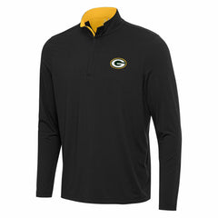 Green Bay Packers Antigua Content Quarter-Zip Pullover Top Black/Gold | NFL