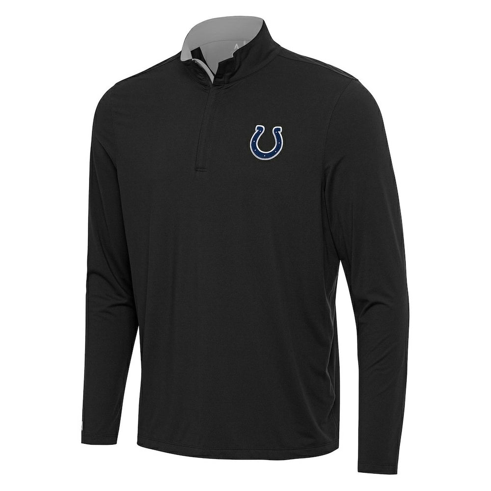 Indianapolis Colts Antigua Content Quarter-Zip Pullover Top Black/Gray | NFL