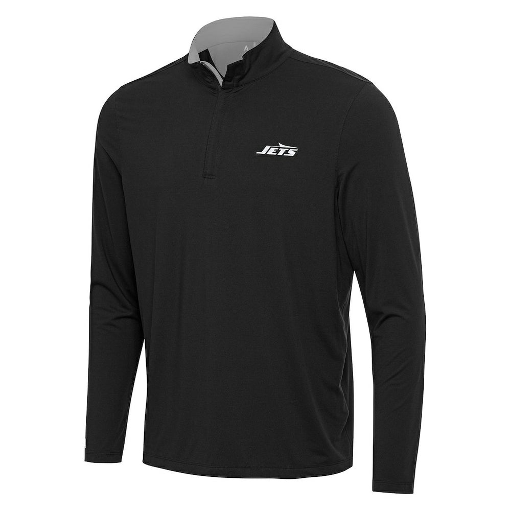 New York Jets Antigua Content Quarter-Zip Pullover Top Black/Gray | NFL