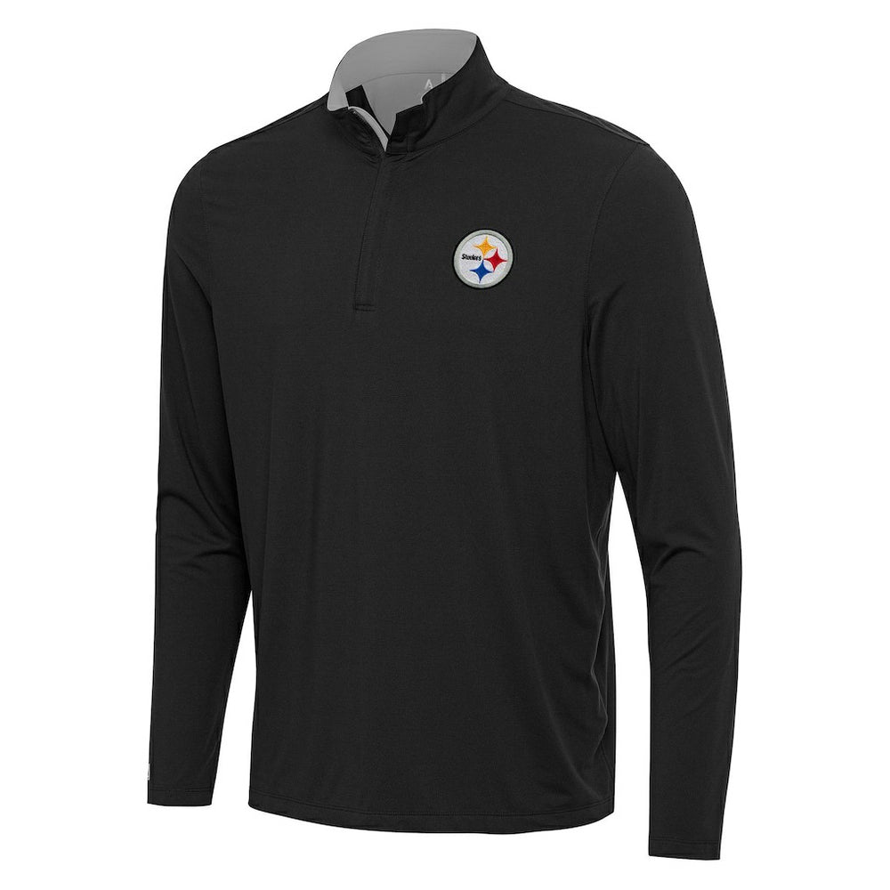 Pittsburgh Steelers Antigua Content Quarter-Zip Pullover Top Black/Gray | NFL