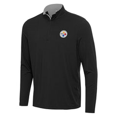 Pittsburgh Steelers Antigua Content Quarter-Zip Pullover Top Black/Gray | NFL
