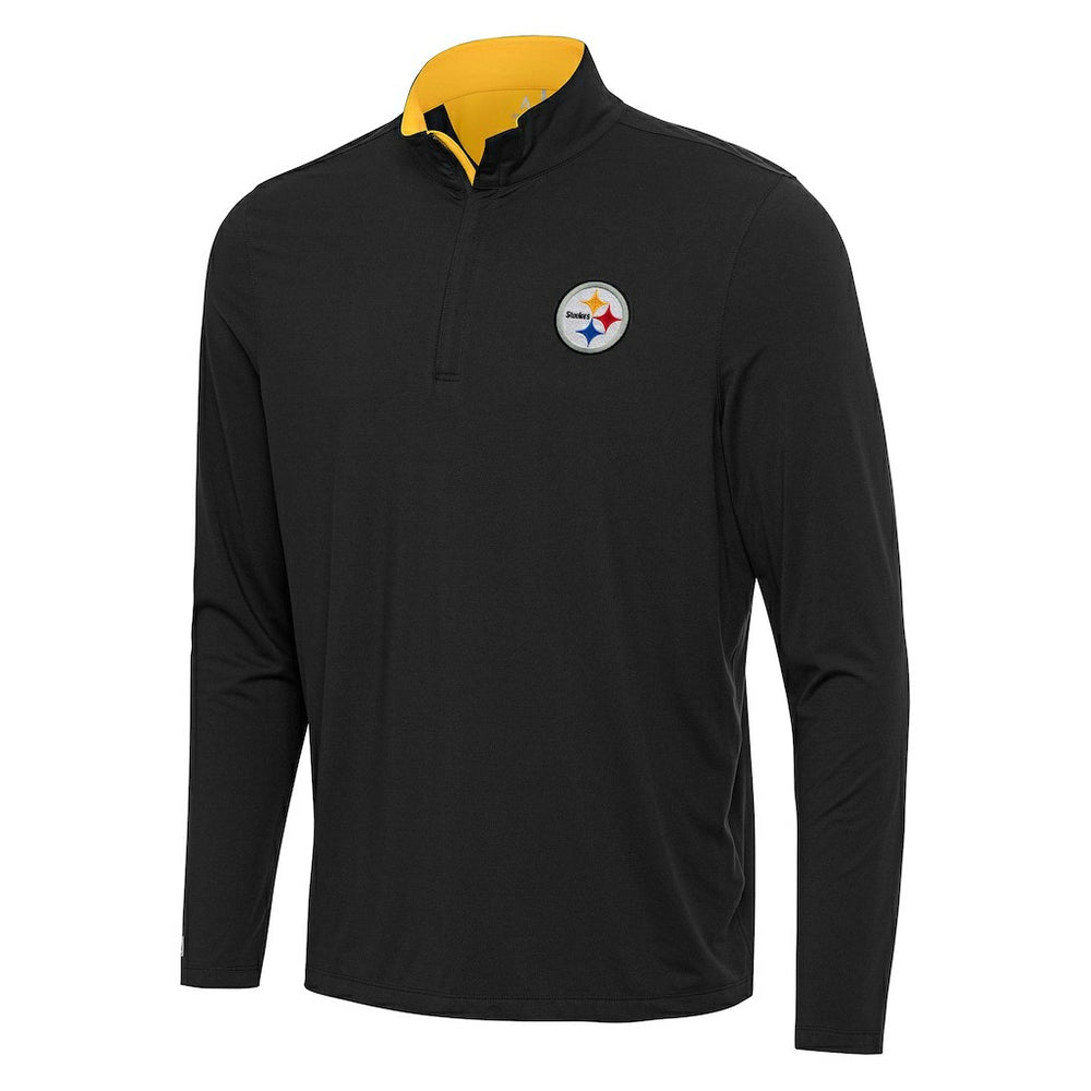 Pittsburgh Steelers Antigua Content Quarter-Zip Pullover Top Black/Gold | NFL