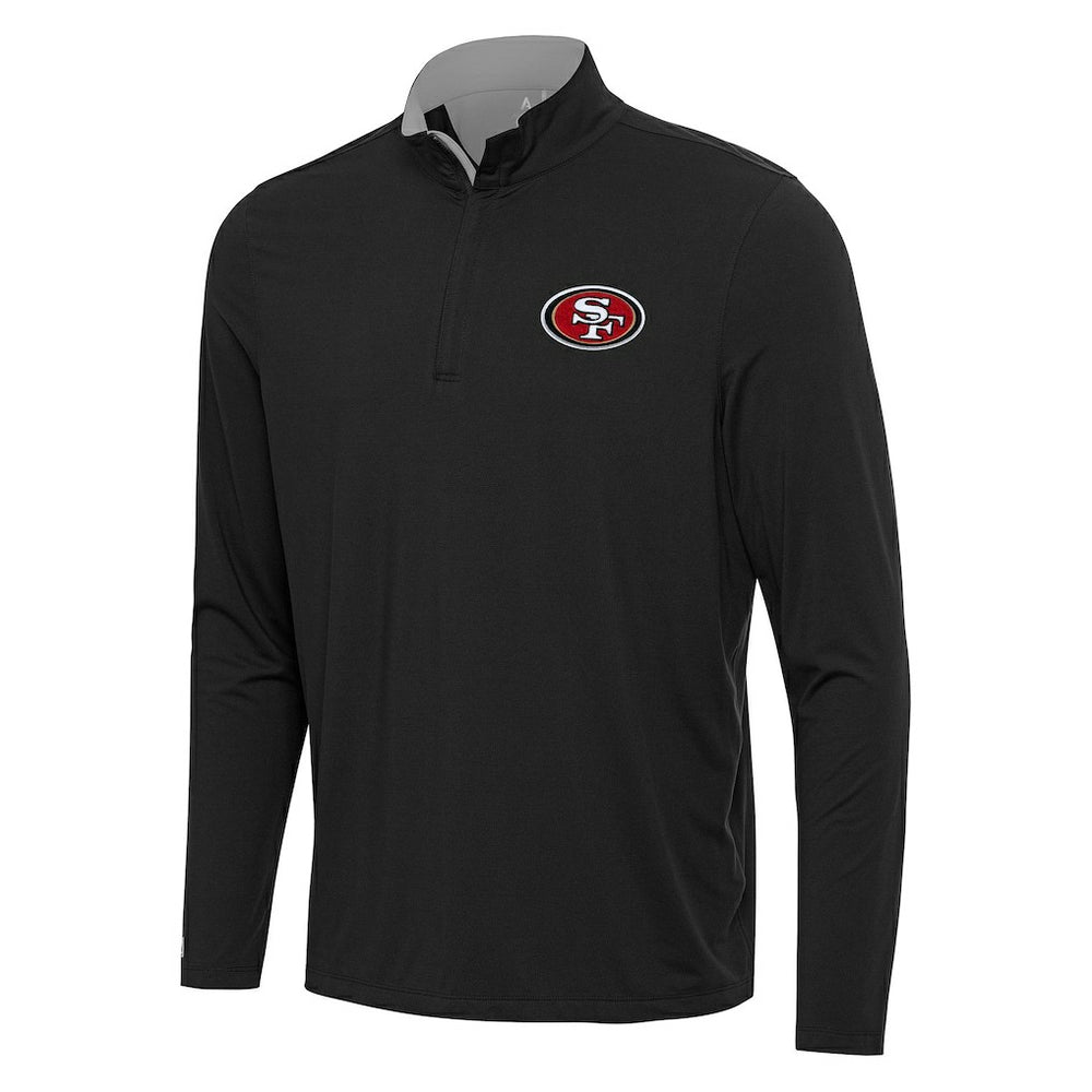 San Francisco 49ers Antigua Content Quarter-Zip Pullover Top Black/Gray | NFL