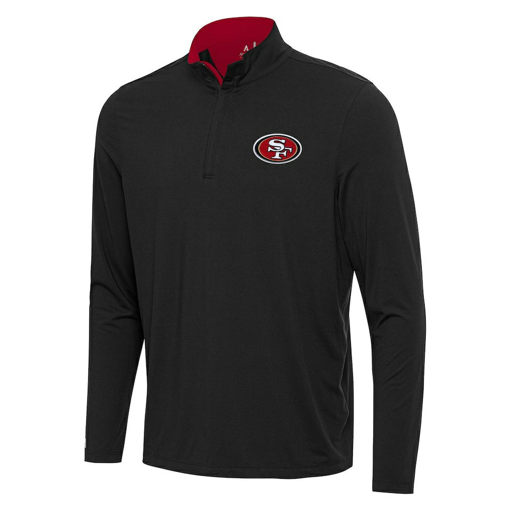 San Francisco 49ers Antigua Content Quarter-Zip Pullover Top Black/Scarlet | NFL