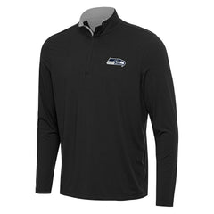 Seattle Seahawks Antigua Content Quarter-Zip Pullover Top Black/Gray | NFL