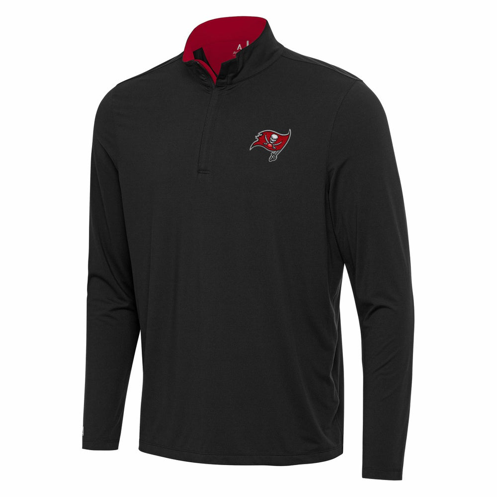 Tampa Bay Buccaneers Antigua Content Quarter-Zip Pullover Top Black/Red | NFL