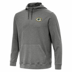 Green Bay Packers Antigua Cloud Pullover Hoodie Heather Black | NFL