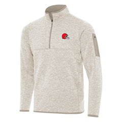 Cleveland Browns Antigua Fortune Quarter-Zip Pullover Jacket Oatmeal | NFL